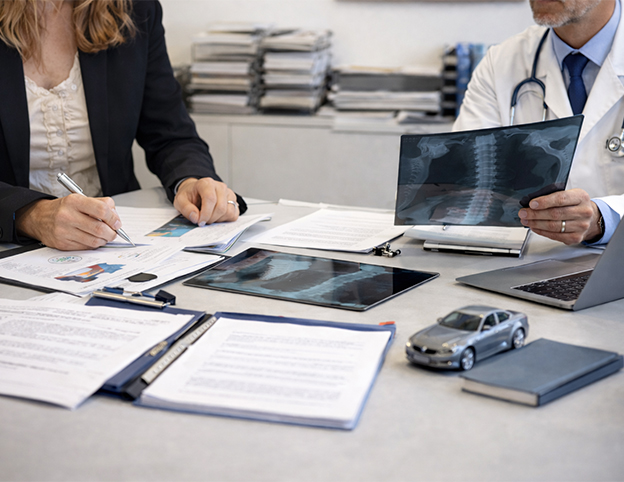 Anàlisi tècnica de sinistre i reclamació per accident de trànsit Equip tècnic analitzant documentació i proves mèdiques d’un accident de trànsit a Tramitació Activa